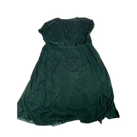 Lauren Ralph Lauren Plus Size 18W Green Velvet Faux Wrap Cocktail Dress - Picture 3 of 13
